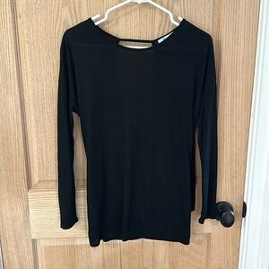 She + Sky black long sleeve open back top